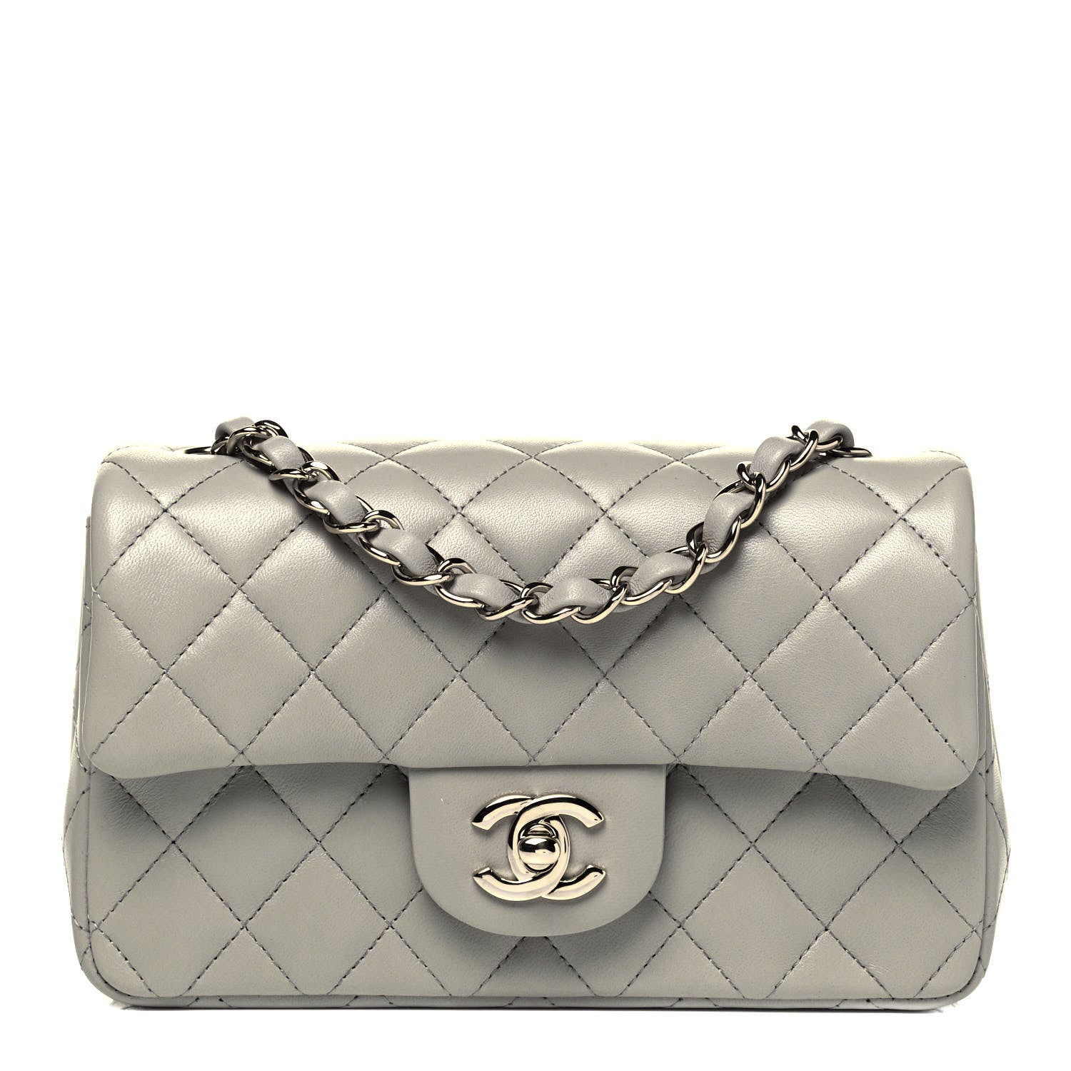 Chanel Lambskin Quilted Mini Rectangular Flap Grey 1 of 10