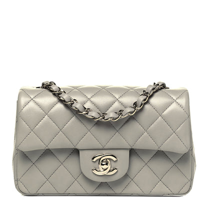 Chanel Lambskin Quilted Mini Rectangular Flap Grey 1 of 10