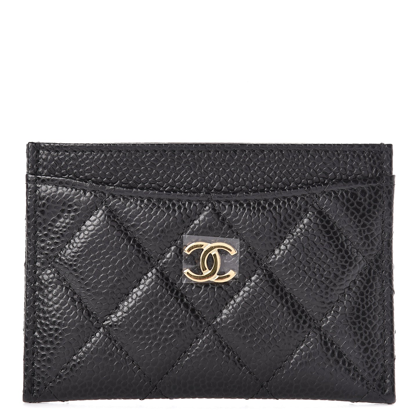 Caviar Quilted Card Holder Black