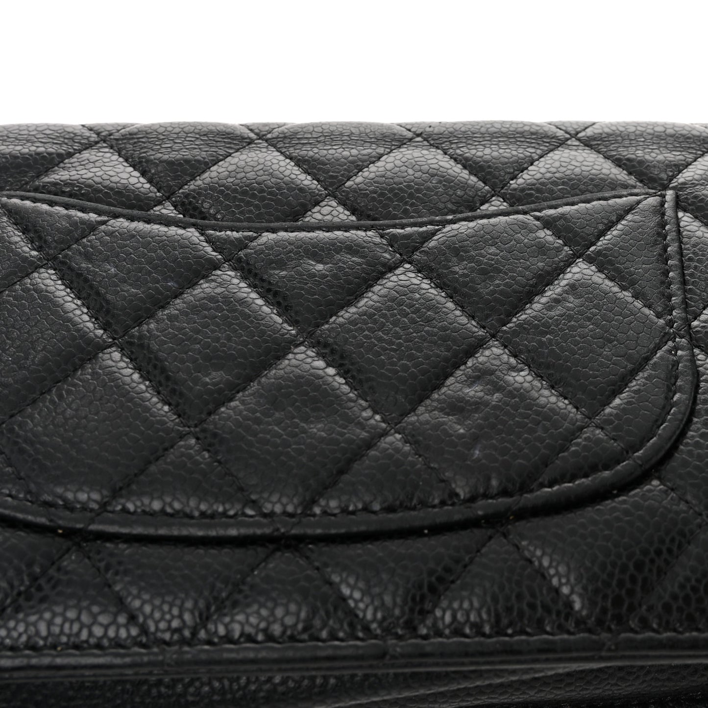 Caviar Quilted Wallet on Chain WOC Black
