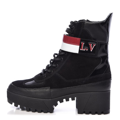 Louis Vuitton Suede Calfskin Laureate Platform Desert Boots 37 Black 1 of 7