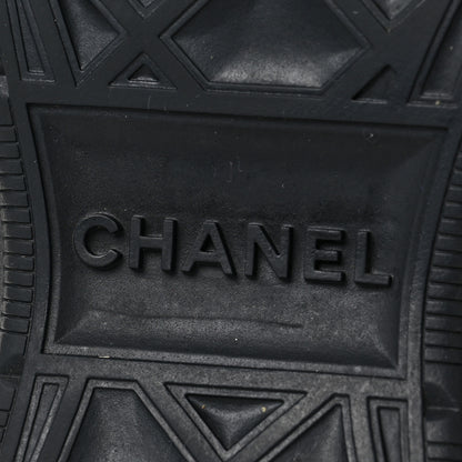 Chanel Nylon Suede Calfskin Womens Logo Sneakers 37.5 Blue Navy Dark Navy 6 of 8