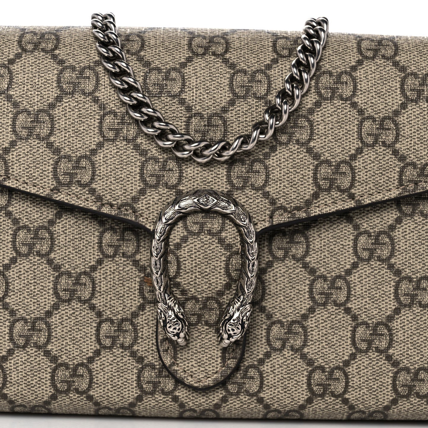 GG Supreme Monogram Mini Dionysus Chain Wallet Beige Taupe