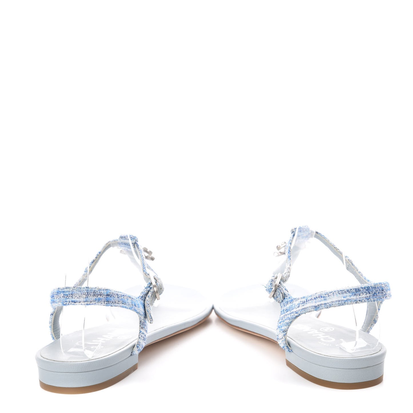 Fantasy Tweed CC Flat Sandals 37 Light Blue