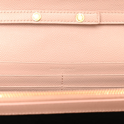Saint Laurent Grain De Poudre Matelasse Chevron Monogram Chain Wallet Pale Blush 6 of 14