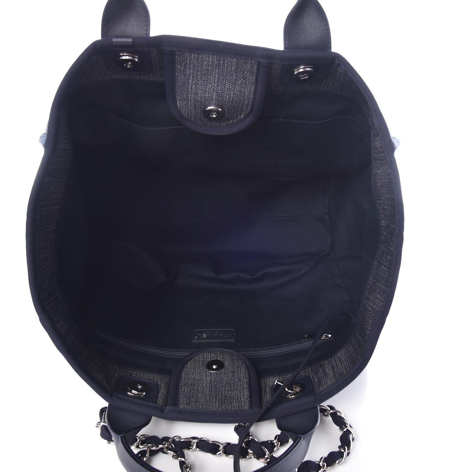Chanel Denim Large Deauville Tote Dark Blue 6 of 8