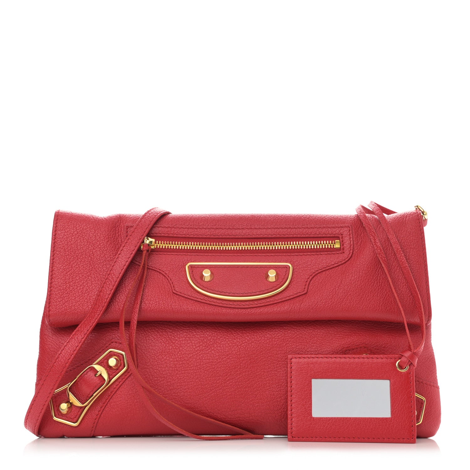Balenciaga Chevre Gold Metallic Edge Hardware Envelope Clutch Rouge Grenade 1 of 10