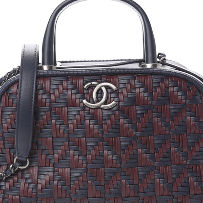 Chanel Calfskin Woven Bowling Bag Navy Blue 9 of 11