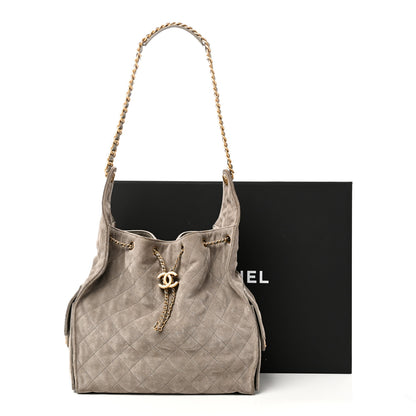 Chanel Suede Quilted Medium Chanel 25 Handbag Grey 11 of 11