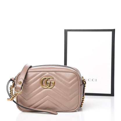 Gucci Calfskin Matelasse Mini GG Marmont Chain Shoulder Bag Porcelain Rose 10 of 10