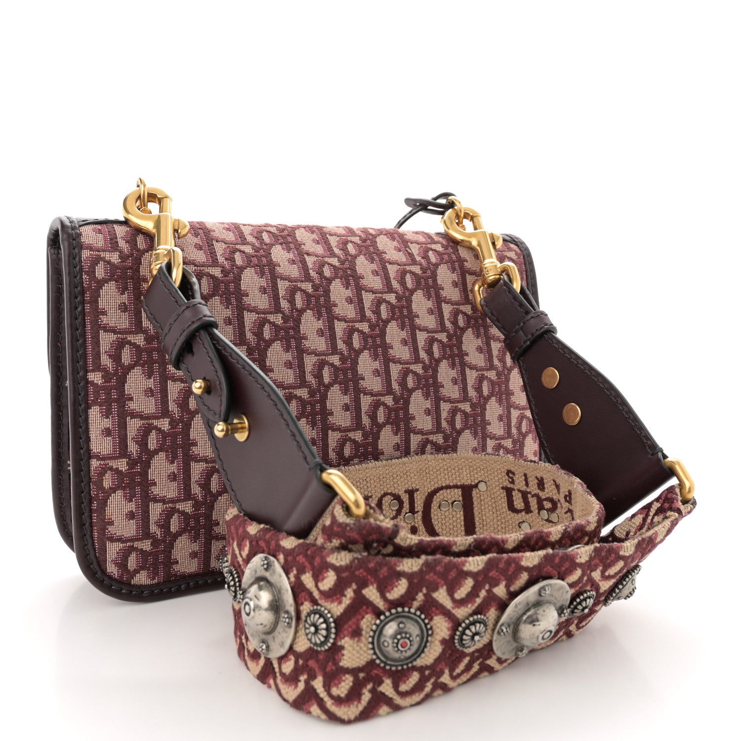Christian Dior Oblique Dioraddict Flap Bag Burgundy 3 of 13