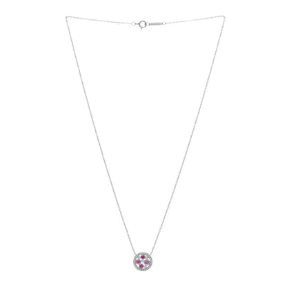 Tiffany Platinum Diamond Pink Sapphire Cobblestone Pendant Necklace 3 of 4