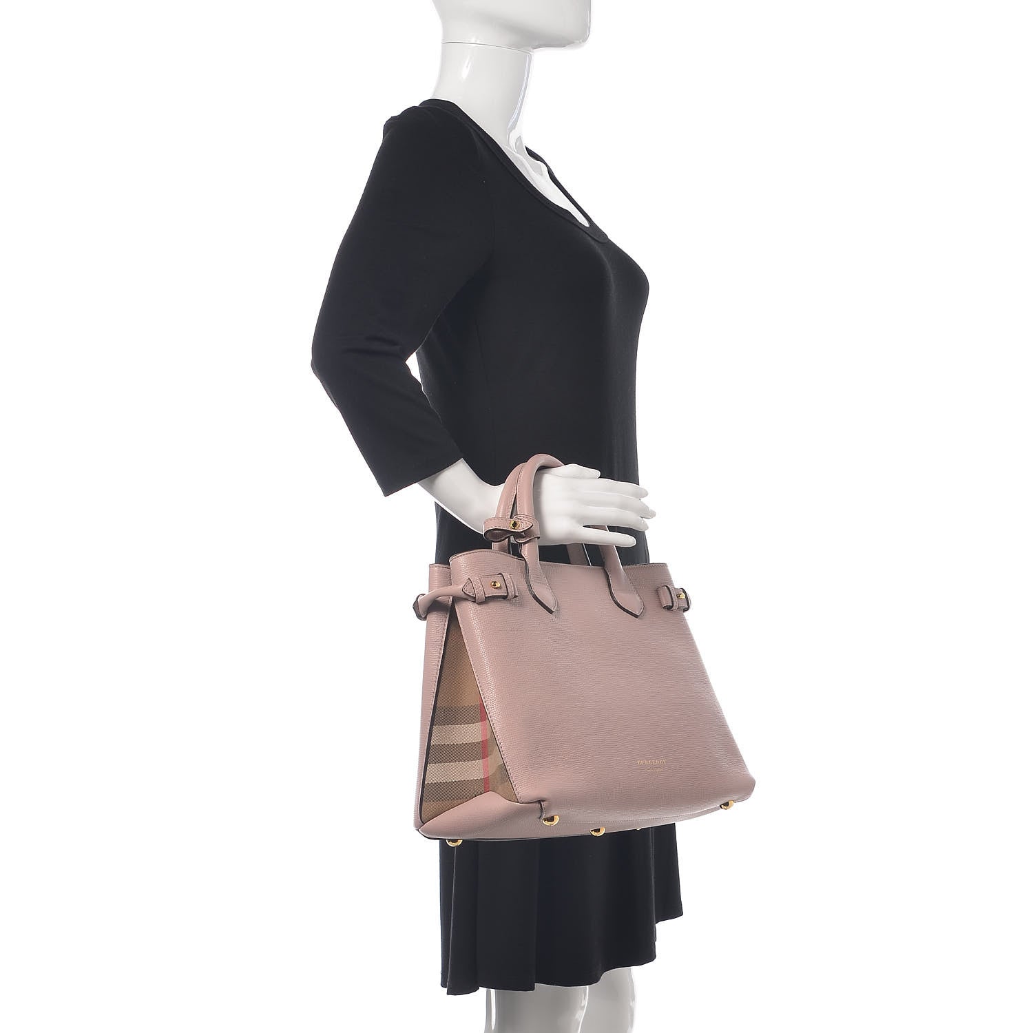 Burberry Derby Calfskin House Check Medium Banner Tote Pale Orchid 2 of 12