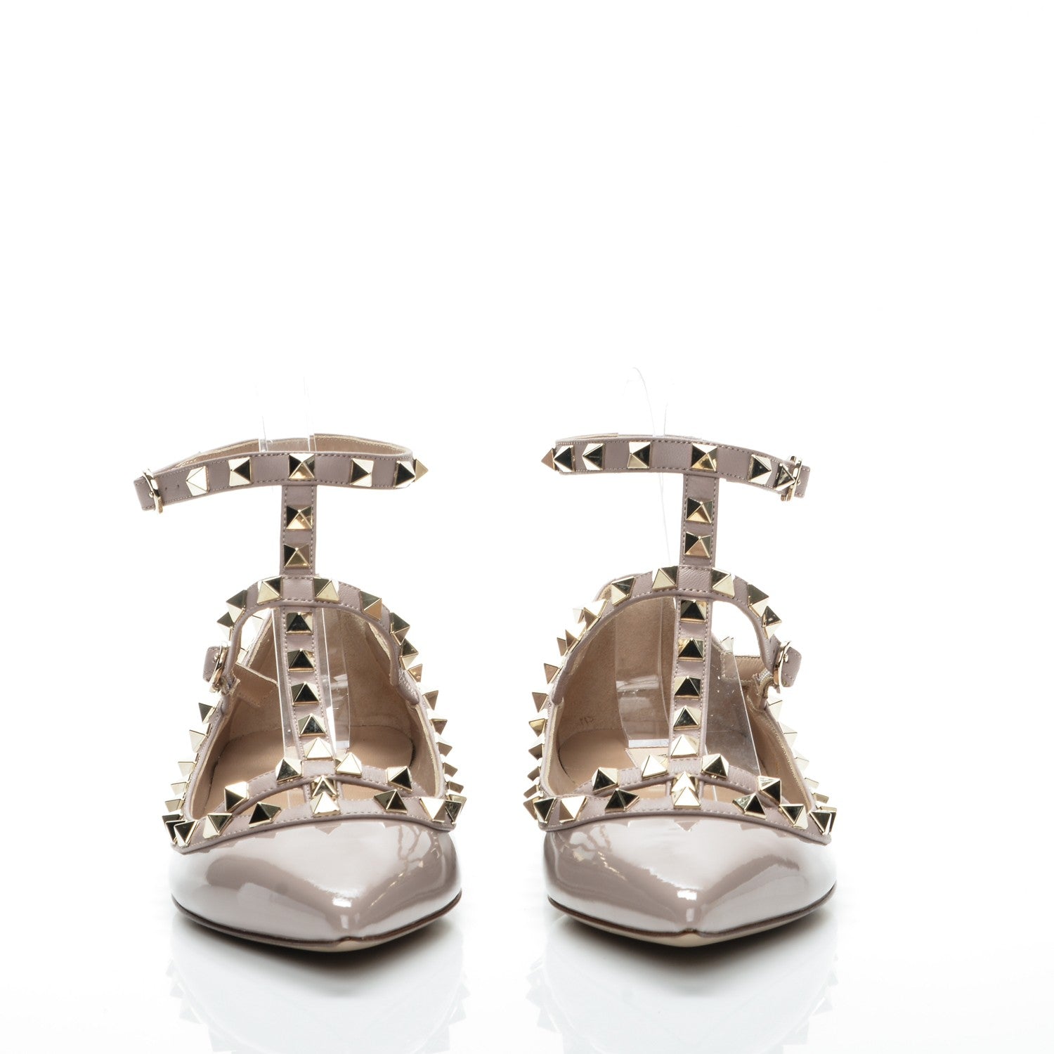 Valentino Garavani Patent Rockstud Cage Ballerina Flats 38 Poudre 2 of 9