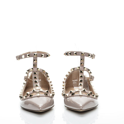 Valentino Garavani Patent Rockstud Cage Ballerina Flats 38 Poudre 2 of 9