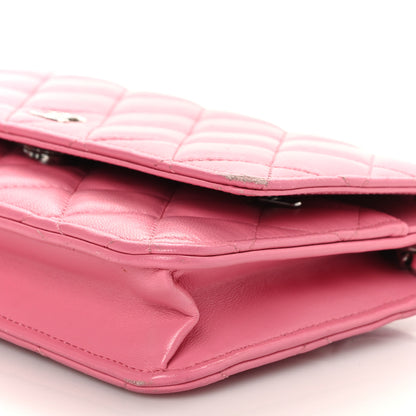 Chanel Lambskin Quilted Wallet On Chain WOC Pink 10 of 13