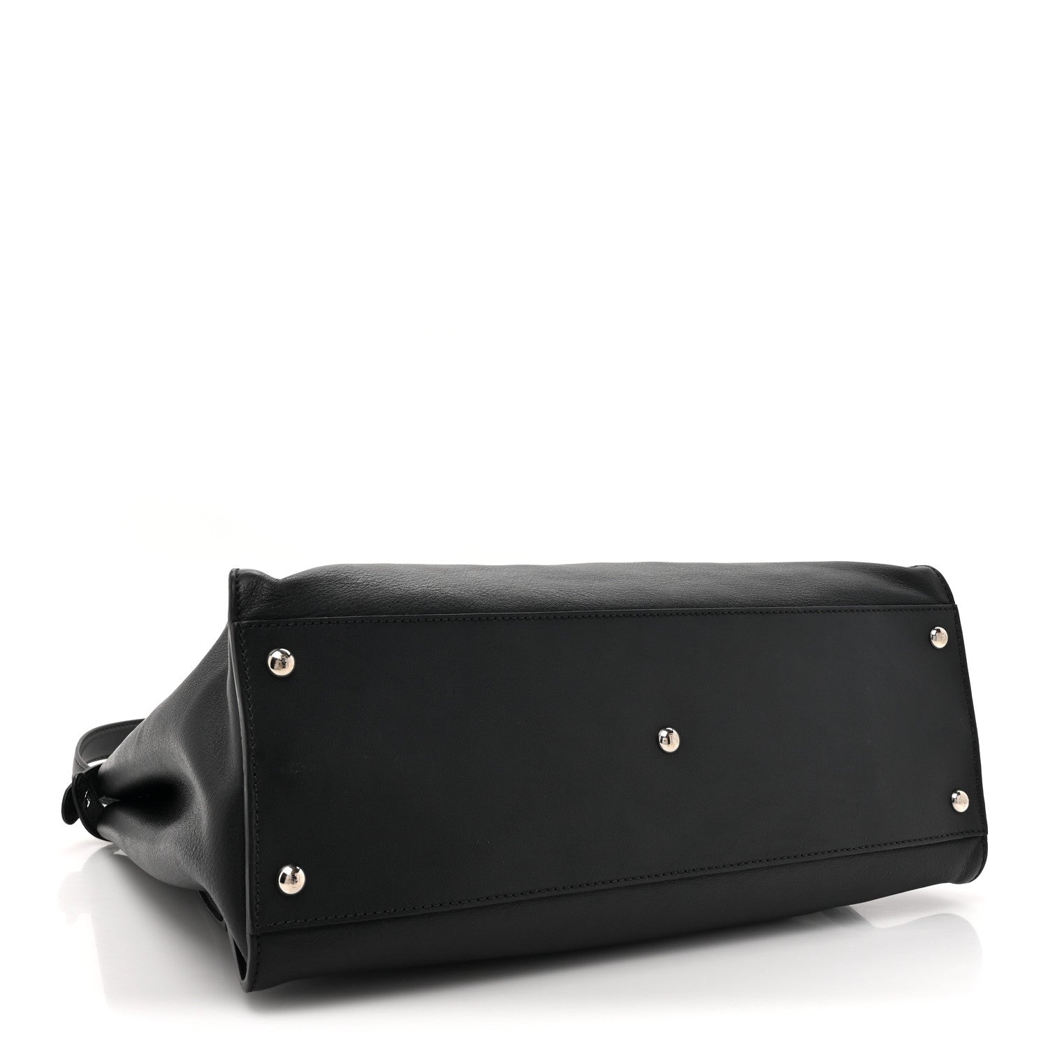 Fendi Vitello Dolce Marmol Patent Crocodile Trapuntata Large Peekaboo Iconic Satchel Black Fumo 4 of 15