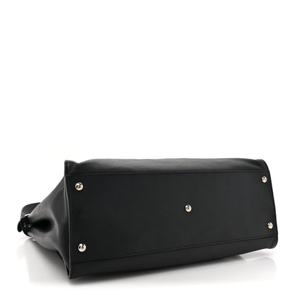 Fendi Vitello Dolce Marmol Patent Crocodile Trapuntata Large Peekaboo Iconic Satchel Black Fumo 4 of 15