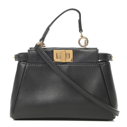 Fendi Nappa Micro Peekaboo Iconic Satchel Black 1 of 14