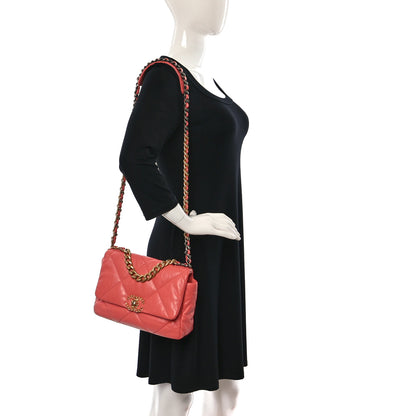 Chanel Goatskin Quilted Medium Chanel 19 Flap Coral 2 of 10