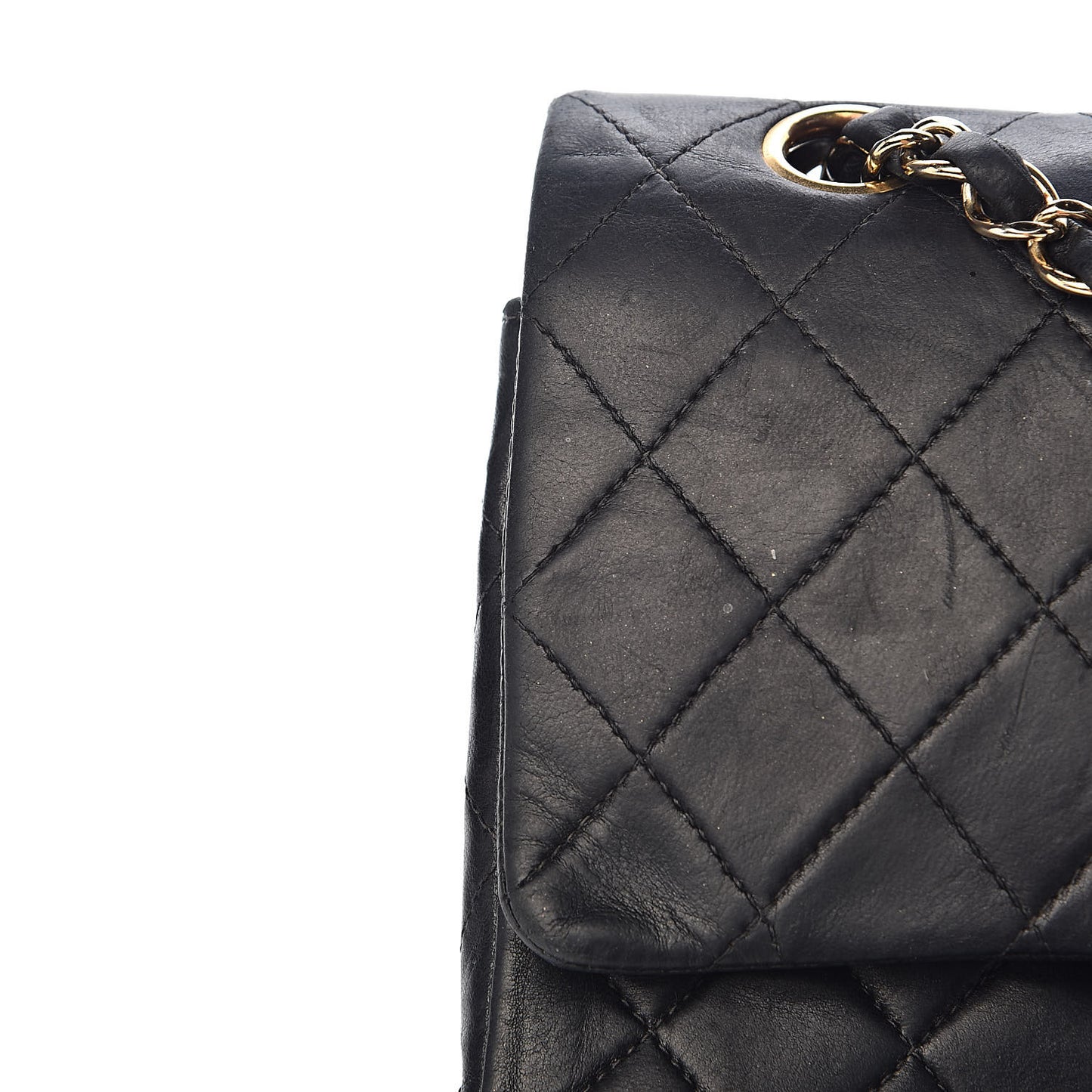 Lambskin Quilted Medium Double Flap Black