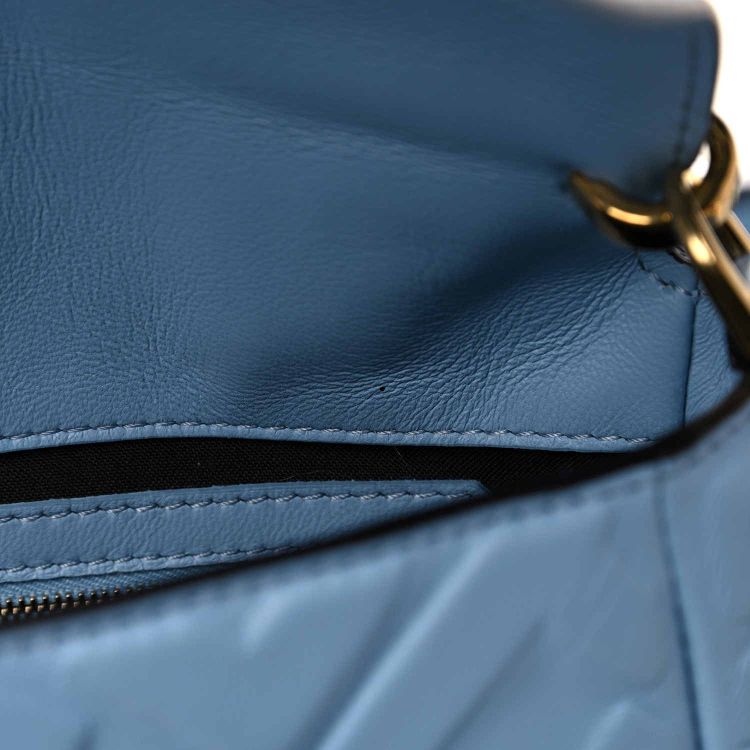 Fendi Nappa FF 1974 Embossed Baguette Azzurro Baby 14 of 16