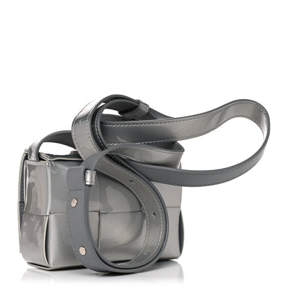 Bottega Veneta Metallic Patent Calfskin Maxi Intrecciato Extra Mini Cassette Crossbody Bag Silver 3 of 8