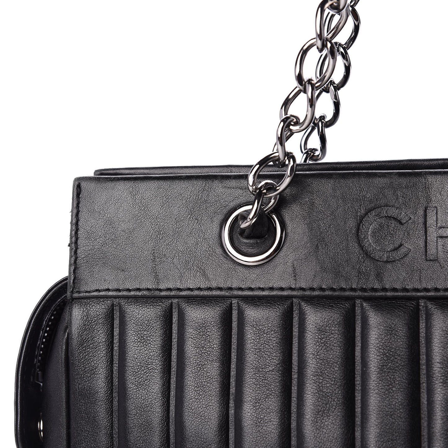 Calfskin Vertical Quilted Lax Shoulder Bag Black
