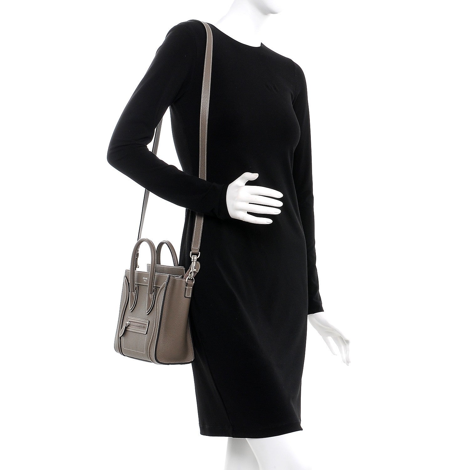 Celine Drummed Calfskin Nano Luggage Souris 2 of 8