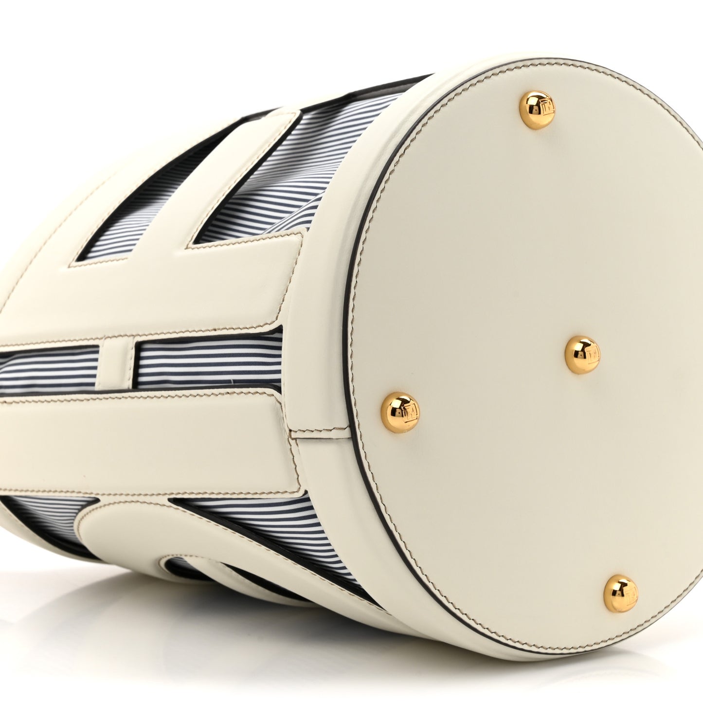 Nylon Vitello King Logo Step Out Bucket Bag White Rice Mirto