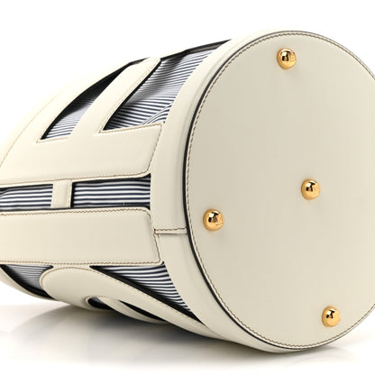 Fendi Nylon Vitello King Logo Step Out Bucket Bag White Rice Mirto 10 of 10