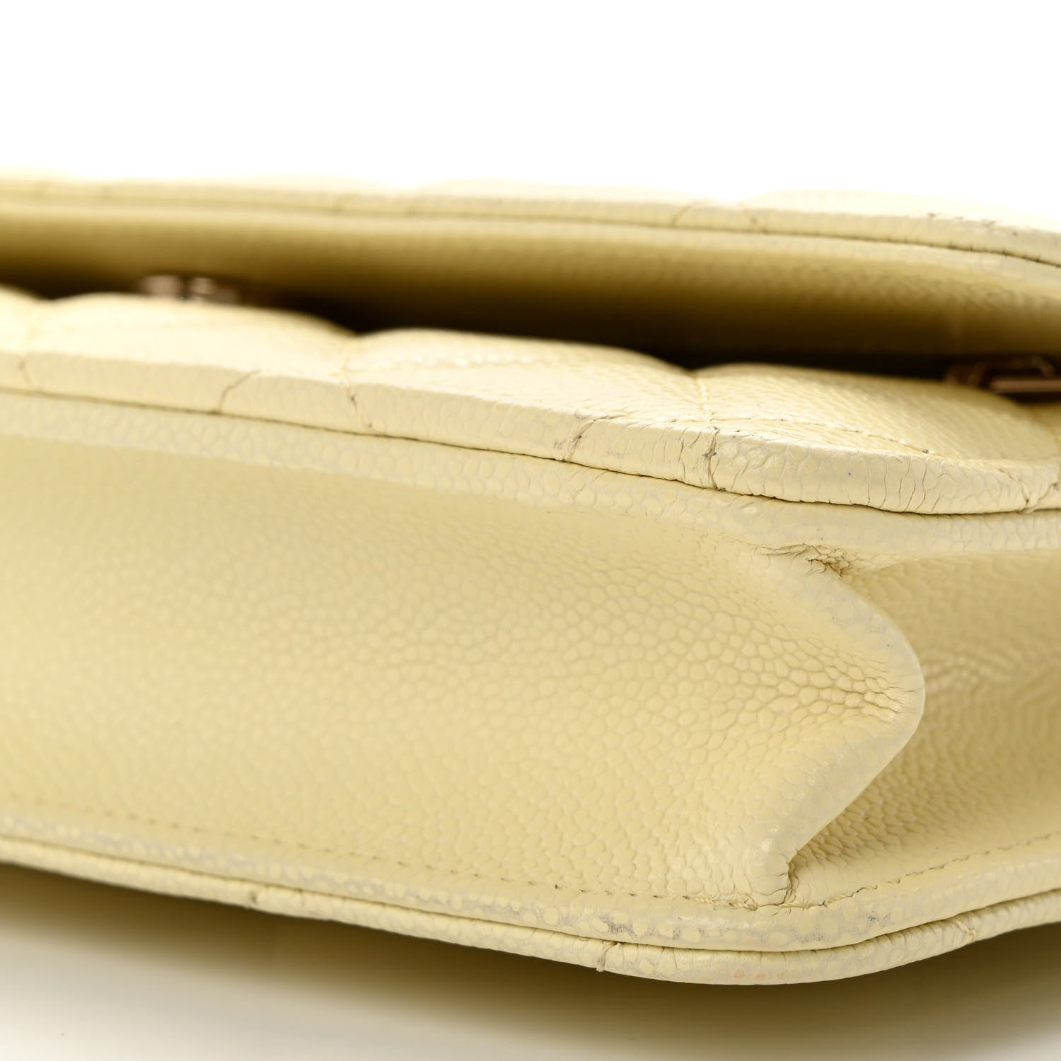 Chanel Caviar Quilted Wallet on Chain WOC Light Yellow 10 of 11