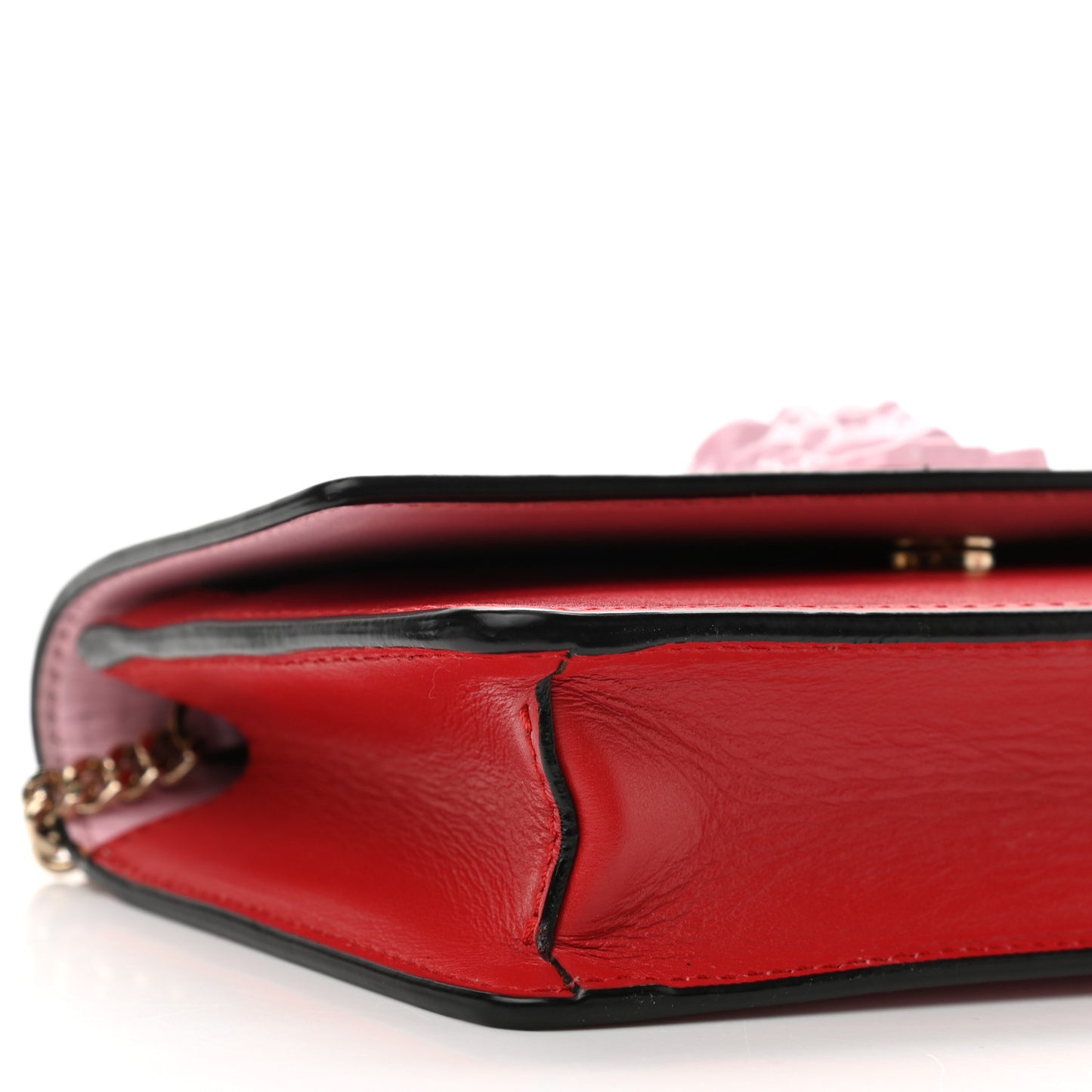 Calfskin Medusa Wallet on Chain Crossbody Pink Red
