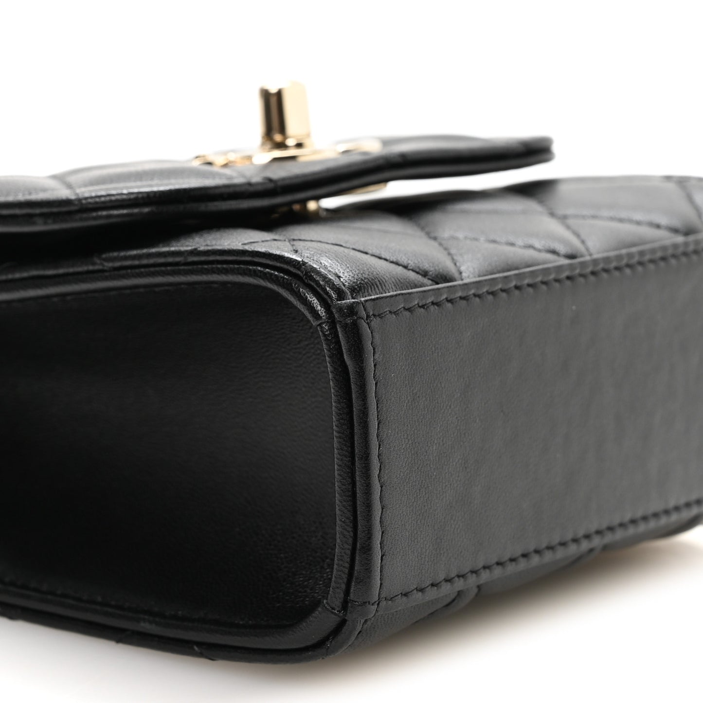 Lambskin Quilted Mini Trendy CC Clutch With Chain Black