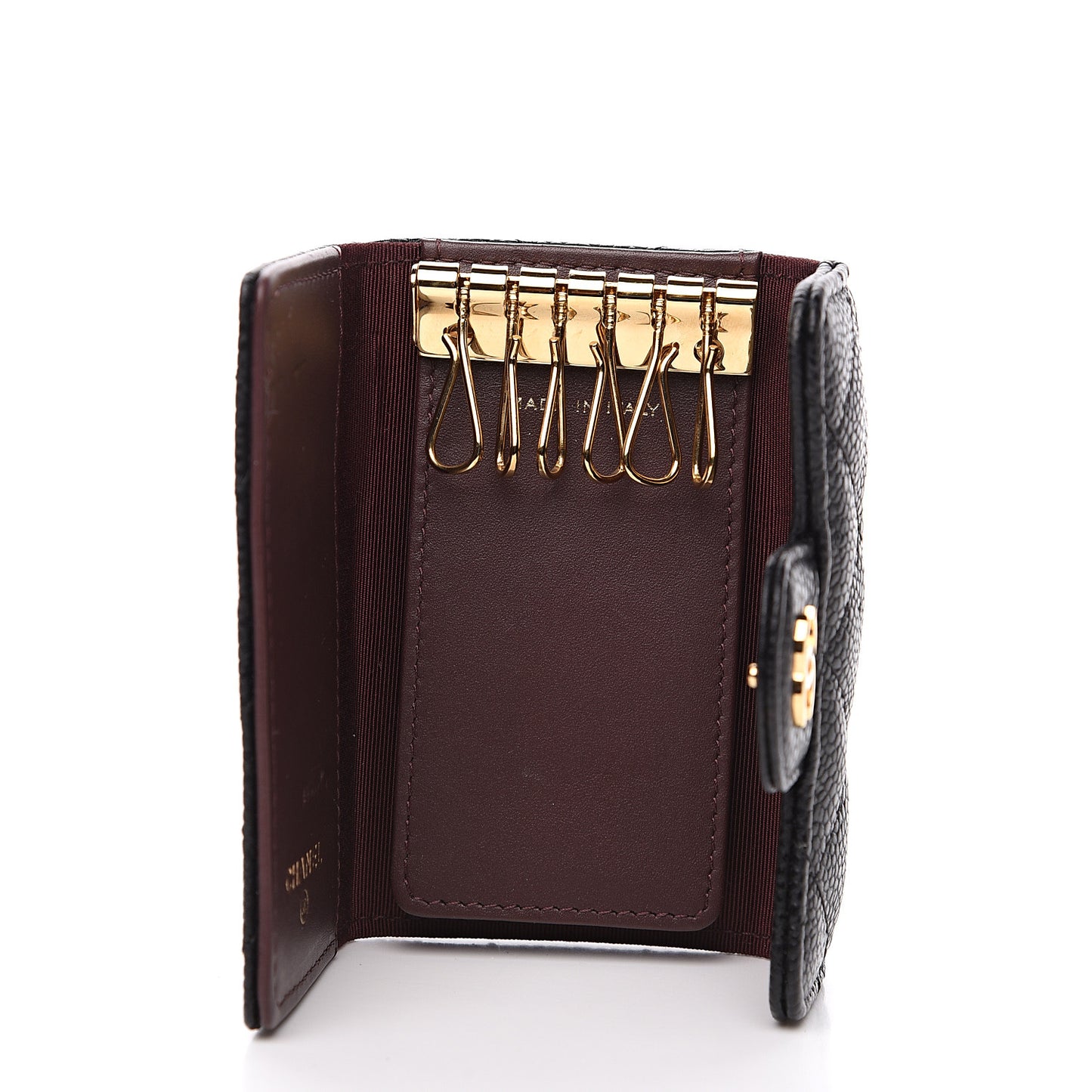 Caviar Quilted 6 Key Holder Black
