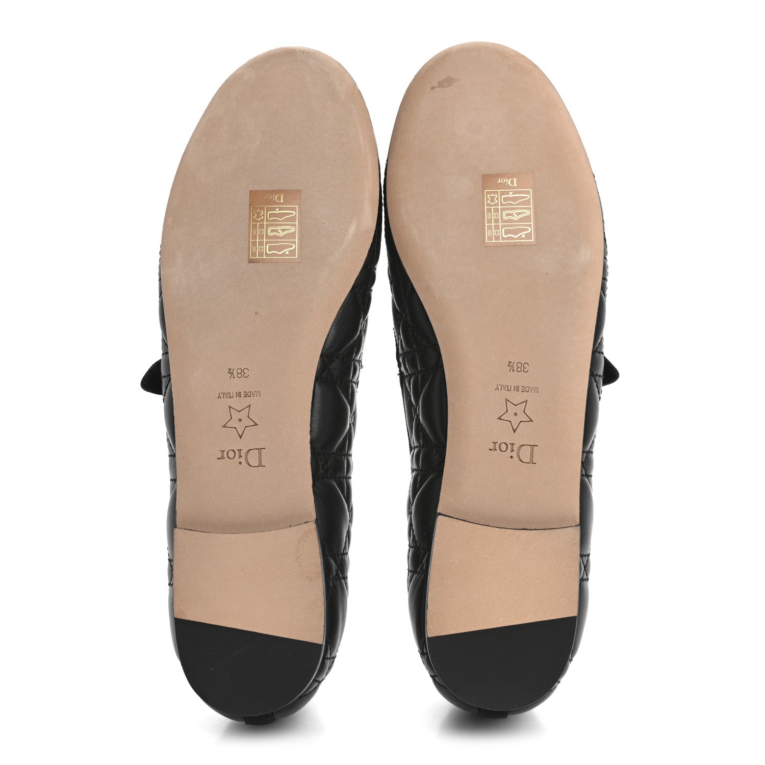Christian Dior Calfskin Cannage Pearl Ballet Flats 38.5 Black 6 of 9