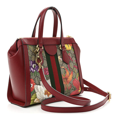 Gucci GG Supreme Monogram Flora Web Small Ophidia Tote Bag Red 3 of 9