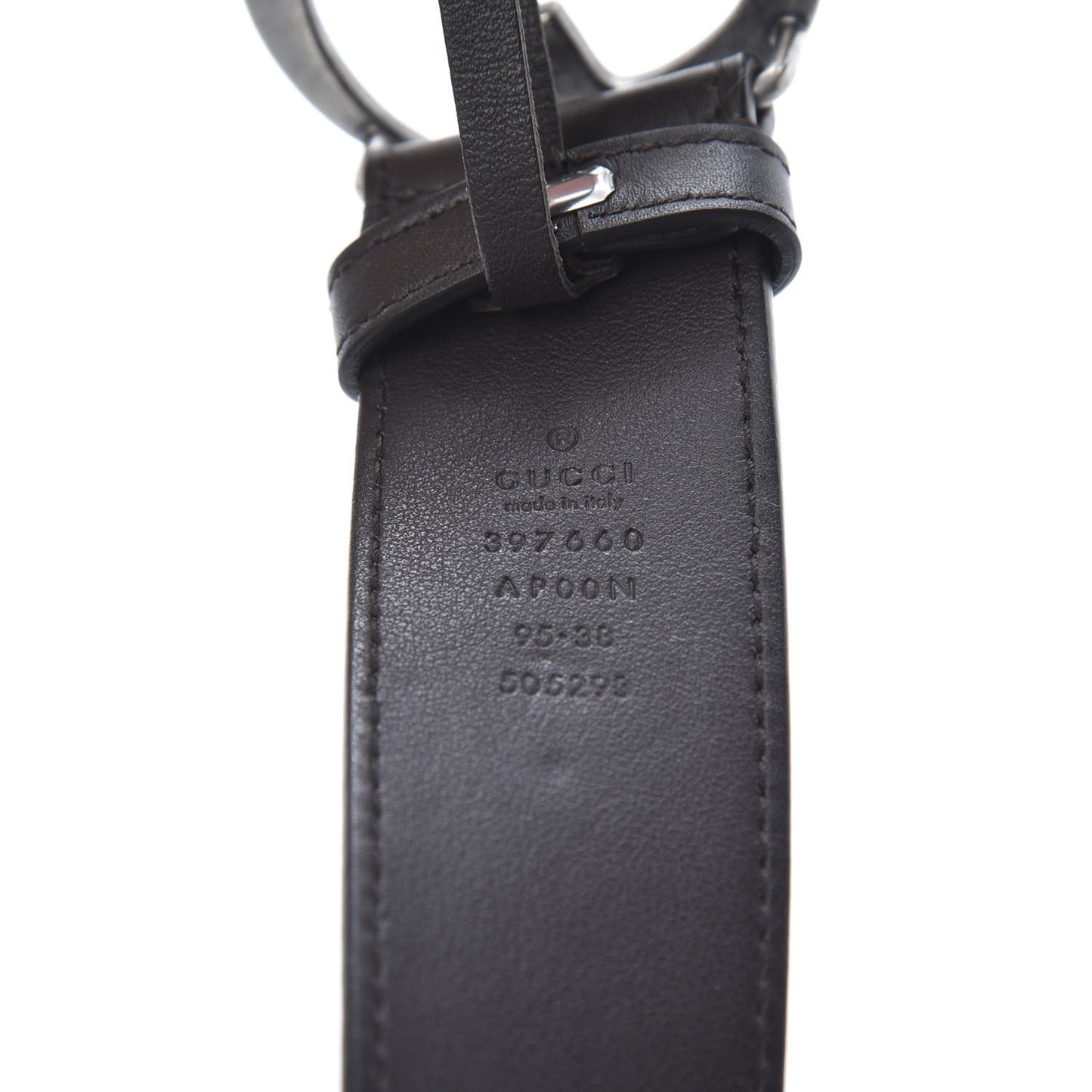 Moon Calfskin Nickel Double G 40mm Belt 95 38 Dark Cocoa