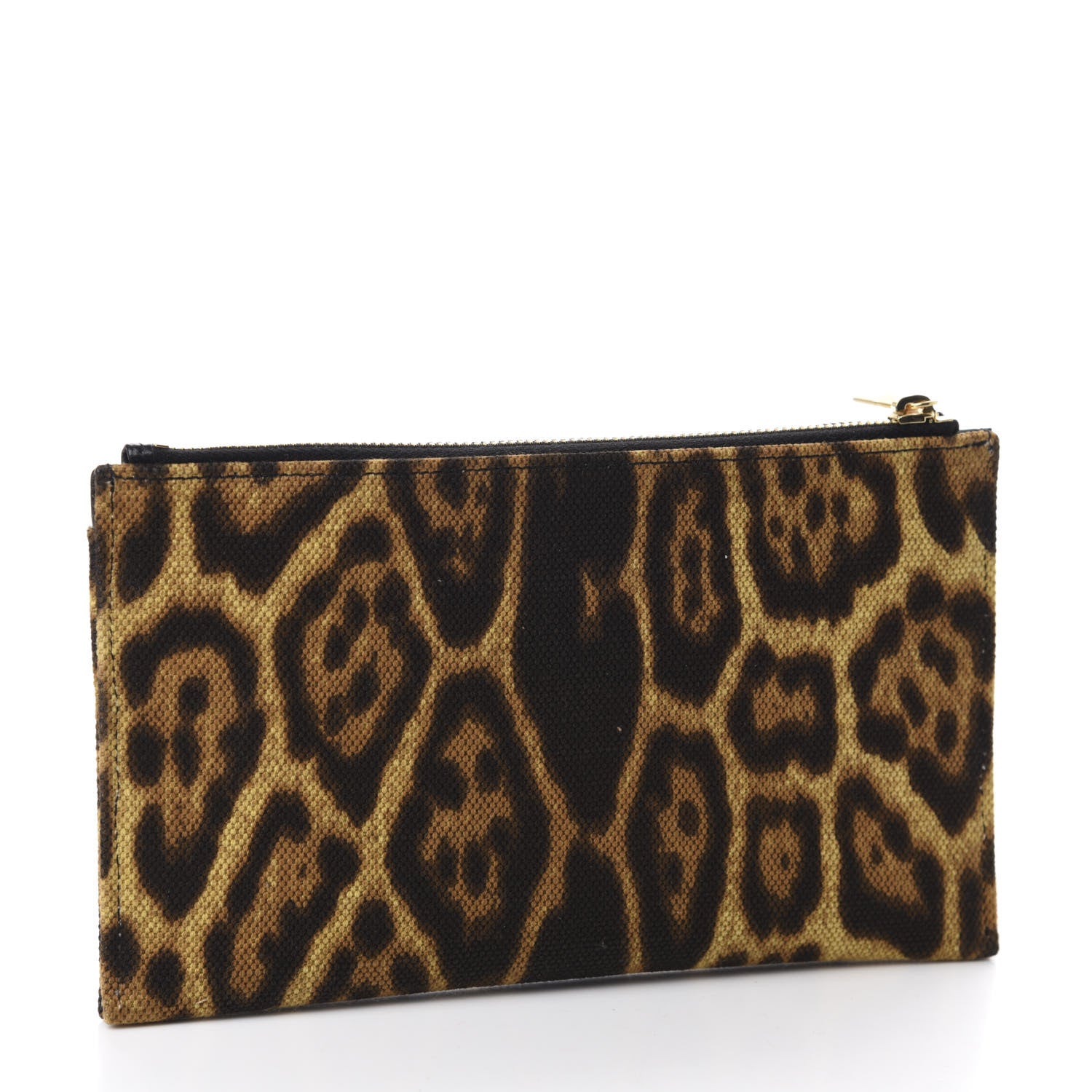 Saint Laurent Canvas Calfskin Leopard Monogram Bill Pouch Natural 3 of 8