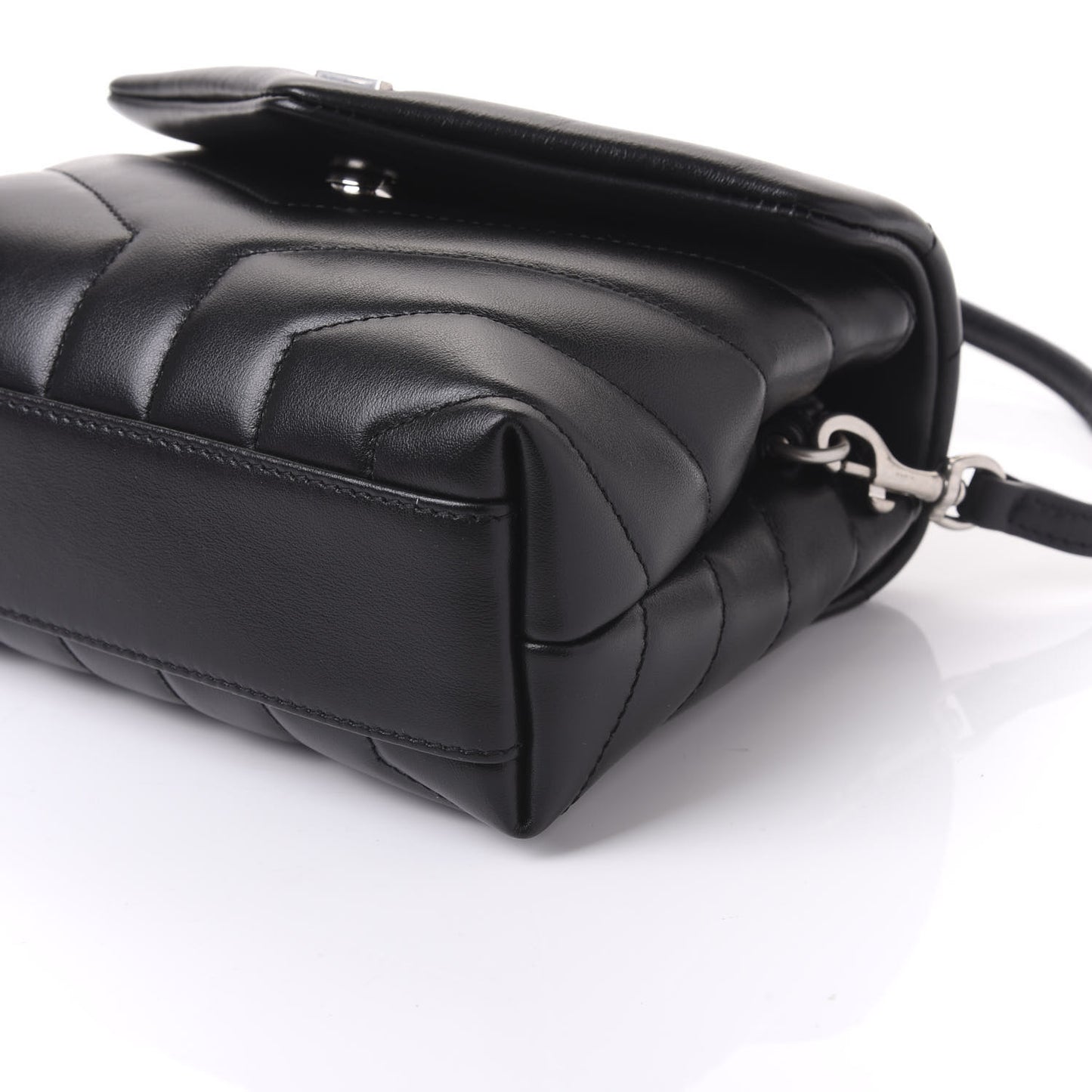 Calfskin Y Quilted Monogram Toy Loulou Crossbody Bag Black