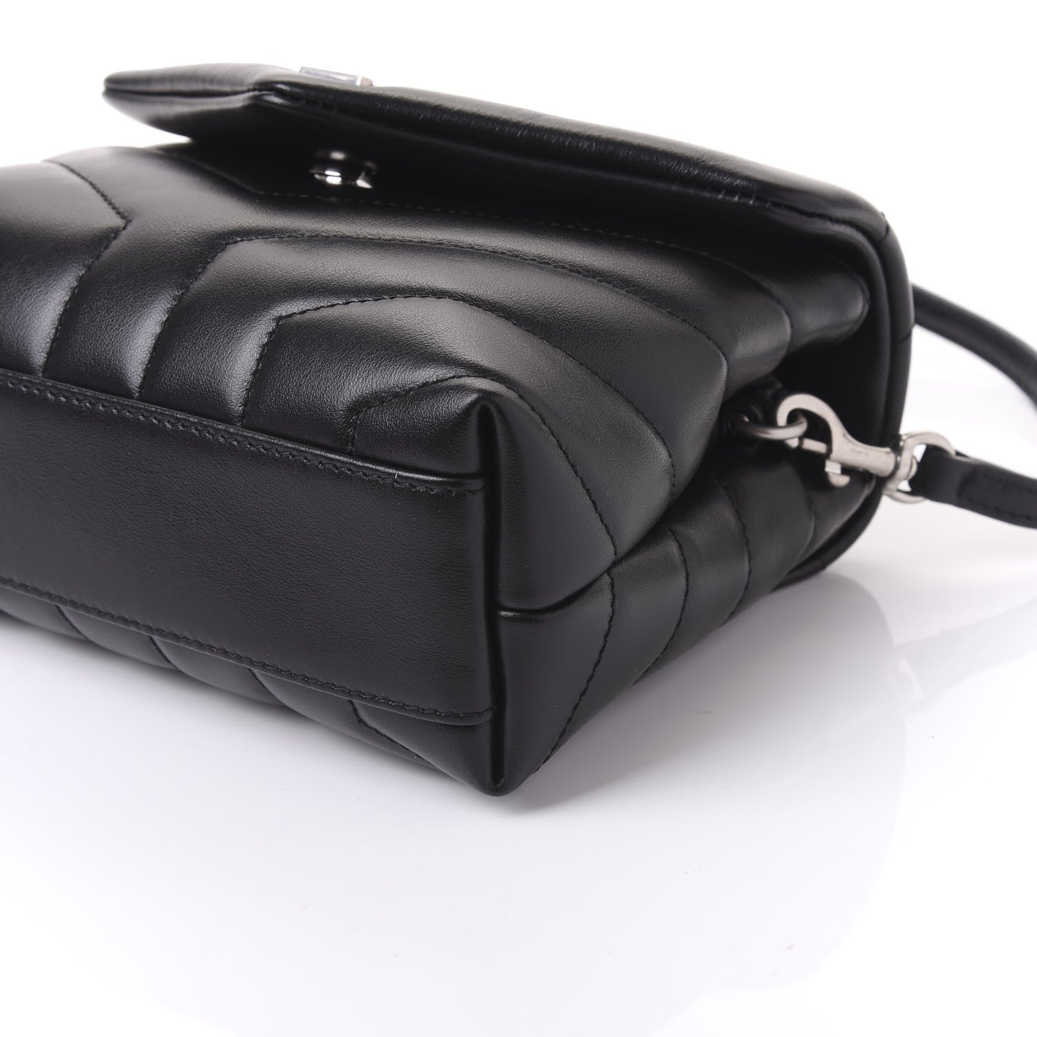 Saint Laurent Calfskin Y Quilted Monogram Toy Loulou Crossbody Bag Black 6 of 9