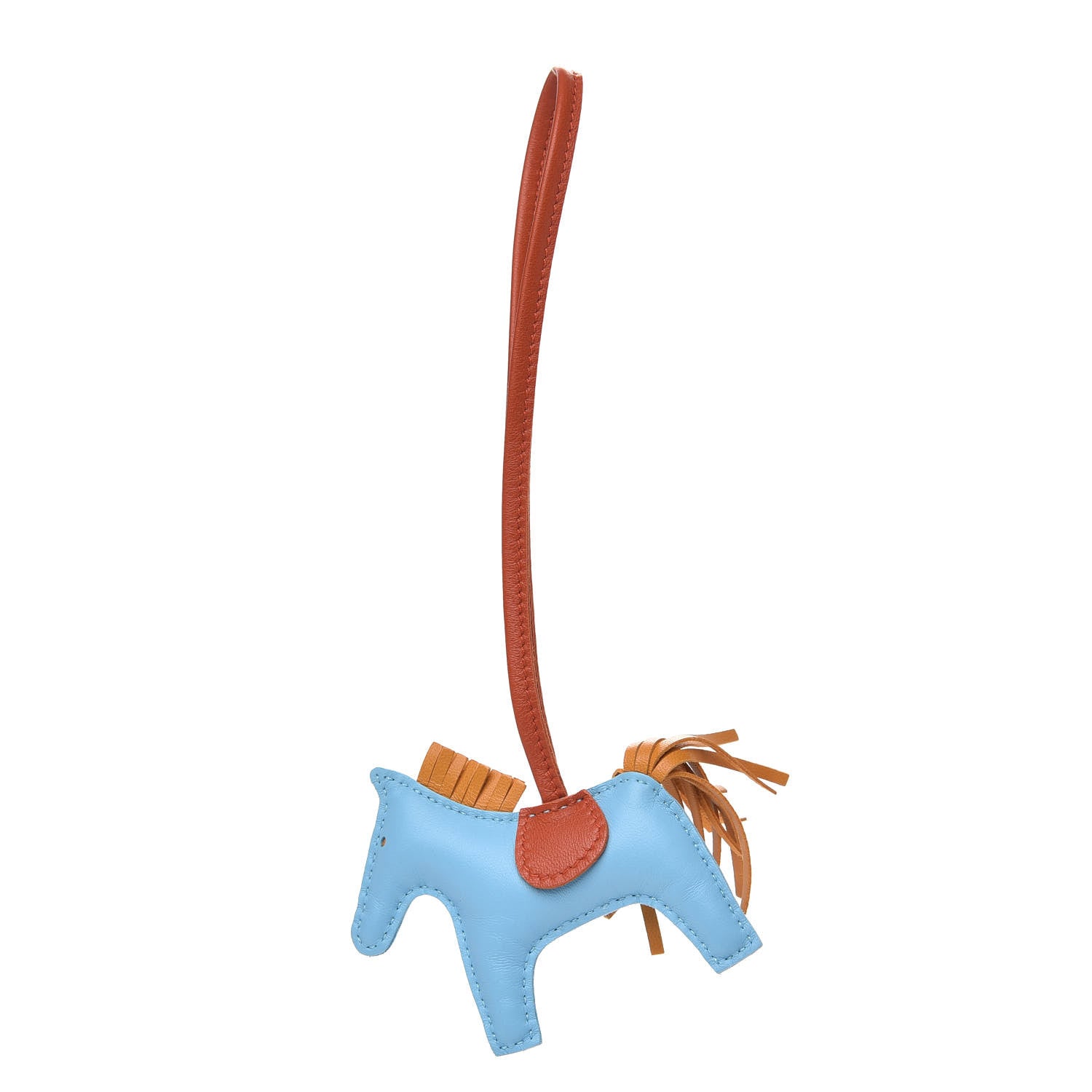 Hermes Milo Lambskin Grigri Rodeo Horse Bag Charm PM Celeste Naturel Bouton D'Or Cornaline 1 of 4