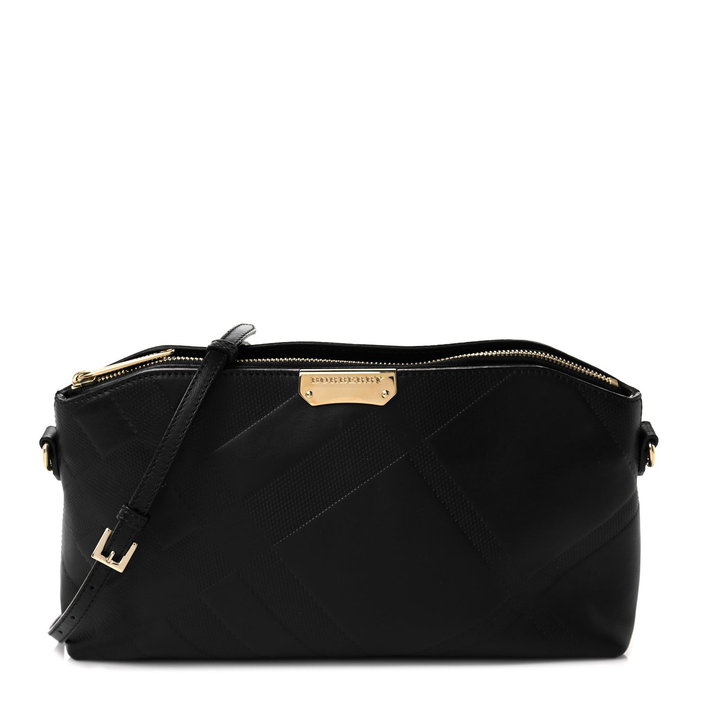 Calfskin Check Embossed Small Chichester Crossbody Clutch Bag Black