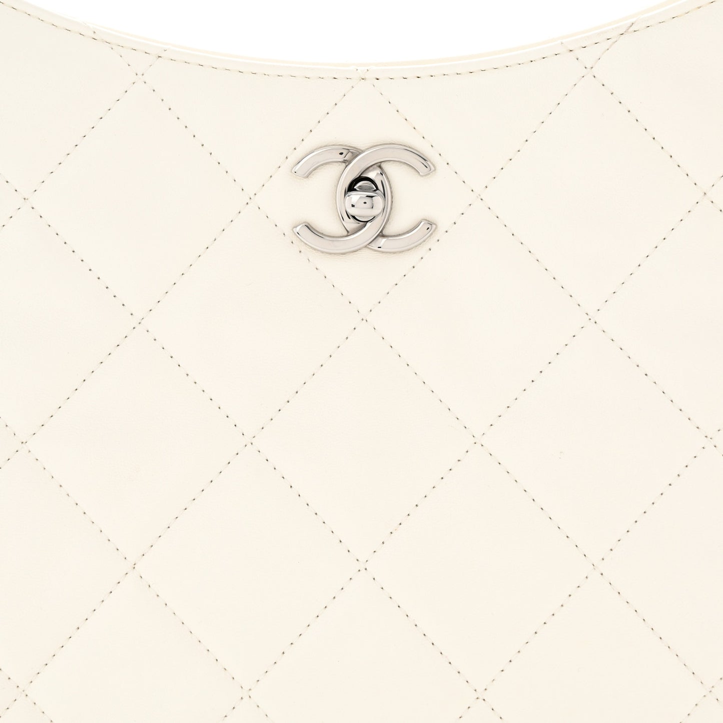 Lambskin Chain Rows Quilted Chain Hobo White