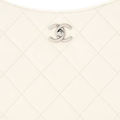 Chanel Lambskin Chain Rows Quilted Chain Hobo White 8 of 10