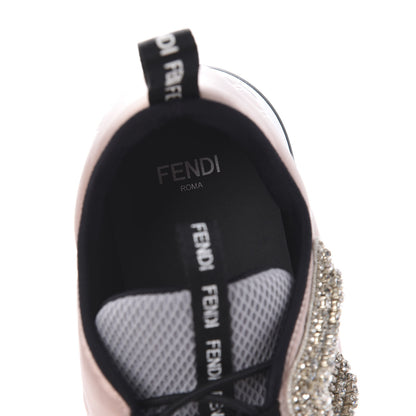 Fendi Stretch Satin Crystal Embellished FFreedom Sneakers 37 Rosa 7 of 9