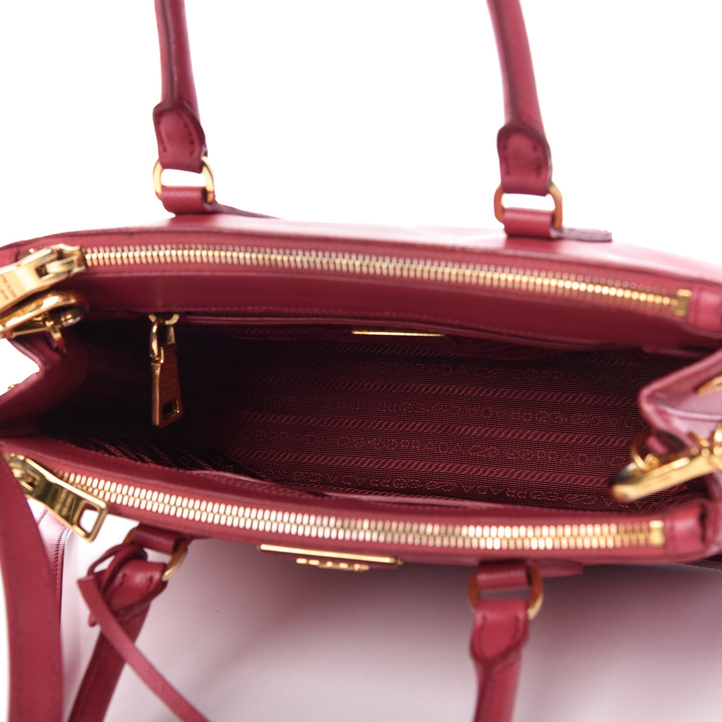 Saffiano Small Galleria Double Zip Tote Fuxia
