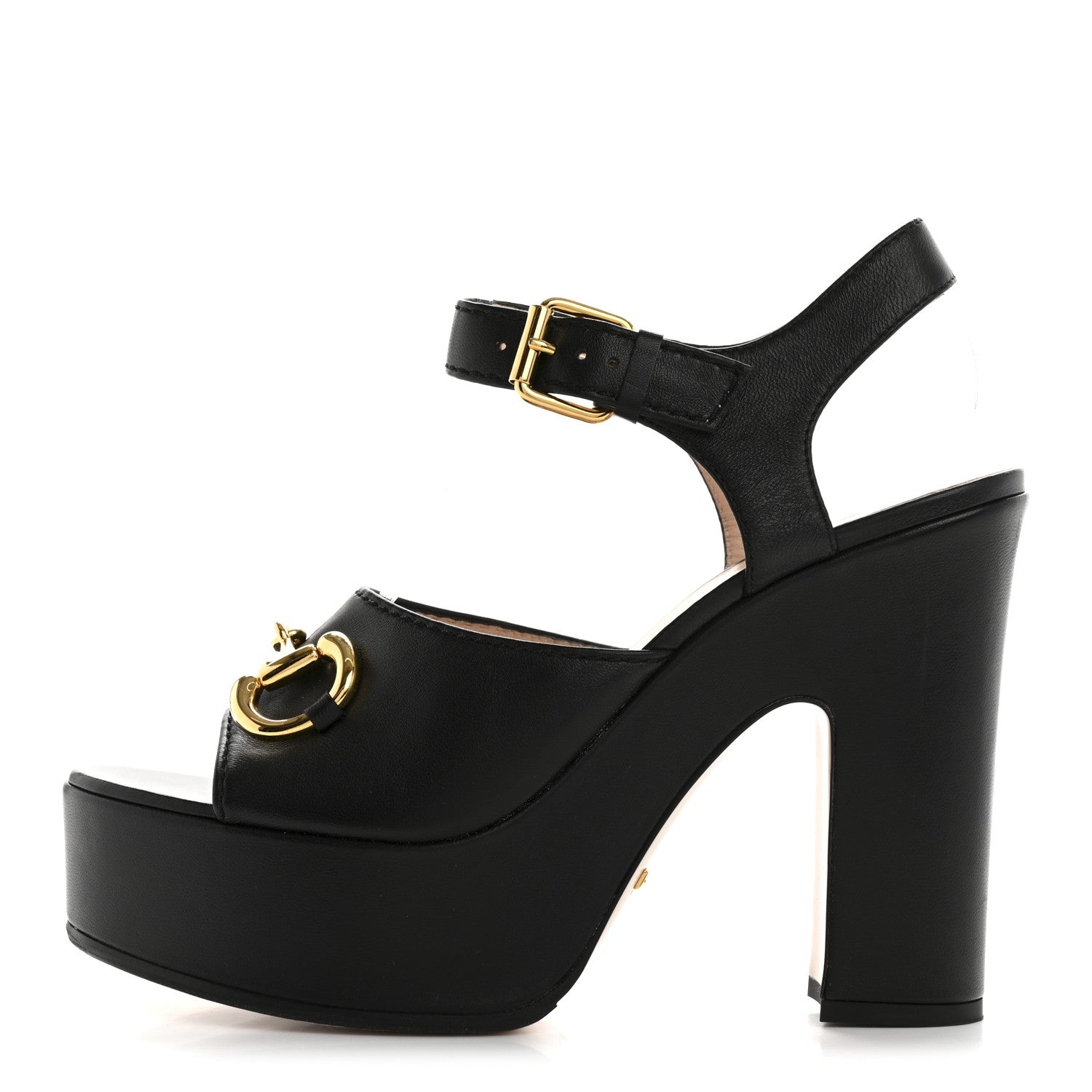 Gucci Nappa Charlotte Horsebit 40/135mm Platform Sandals 40 Black 1 of 10