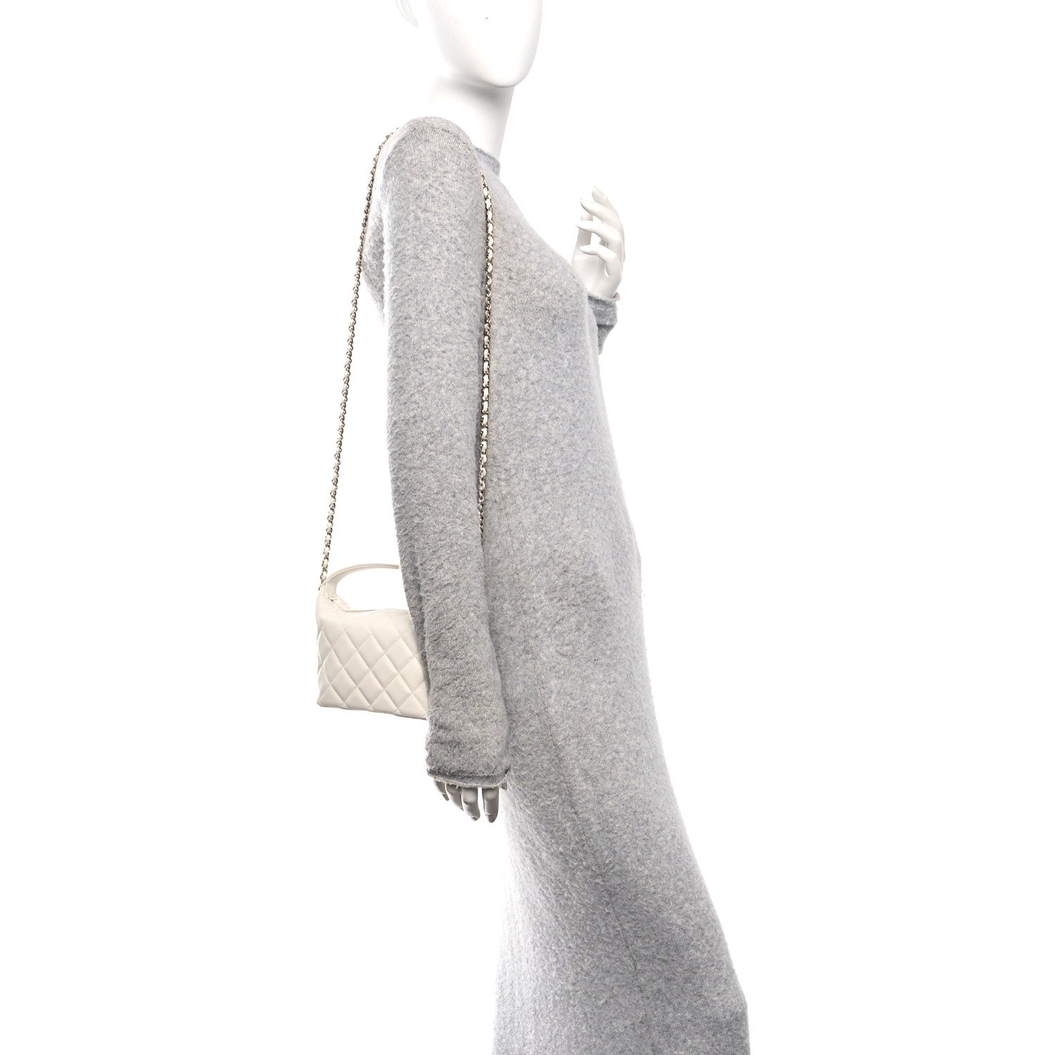 Chanel Caviar Quilted Hobo Clutch With Chain White 2 of 10