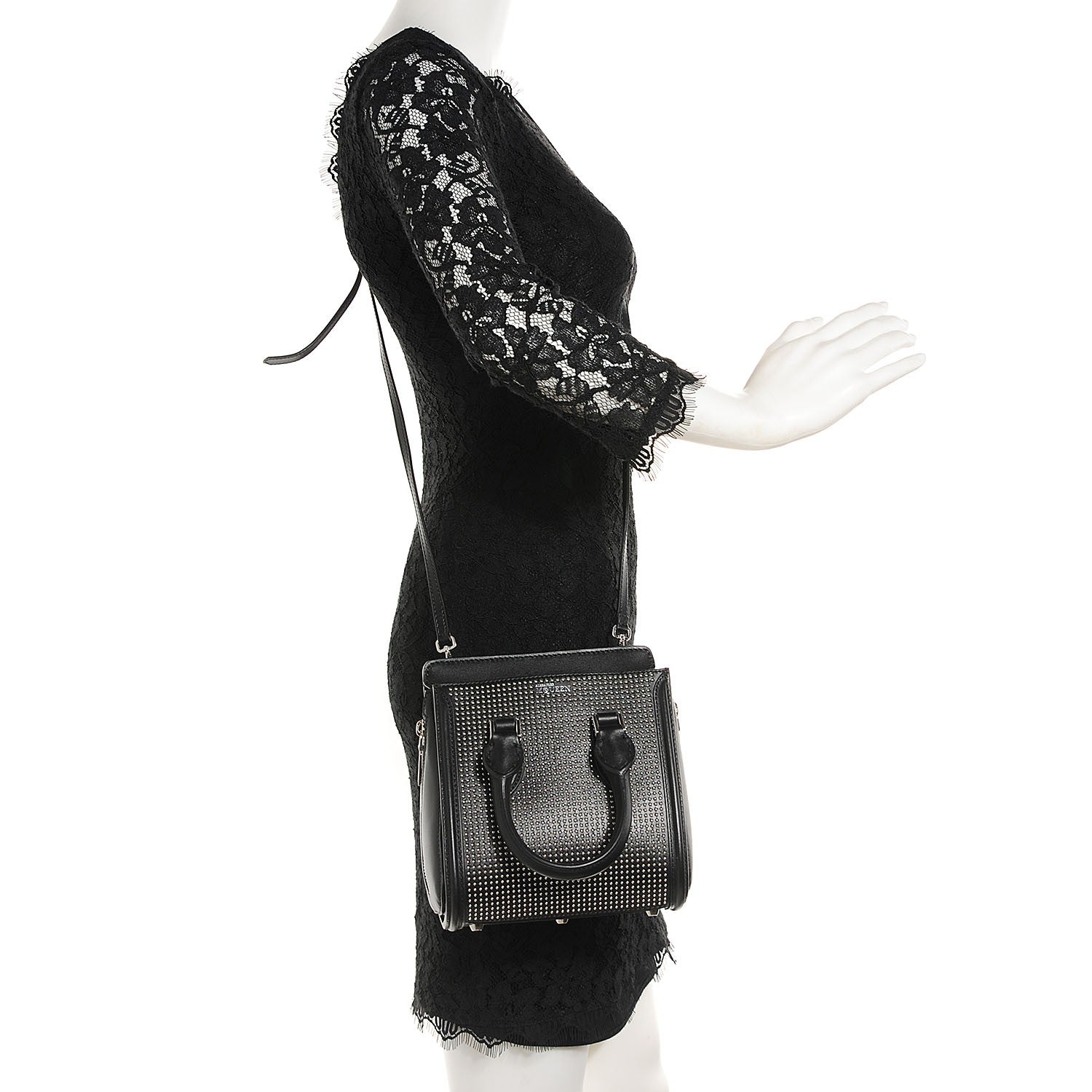 Alexander McQueen Calfskin Studded Mini Heroine Shoulder Bag Black 10 of 16